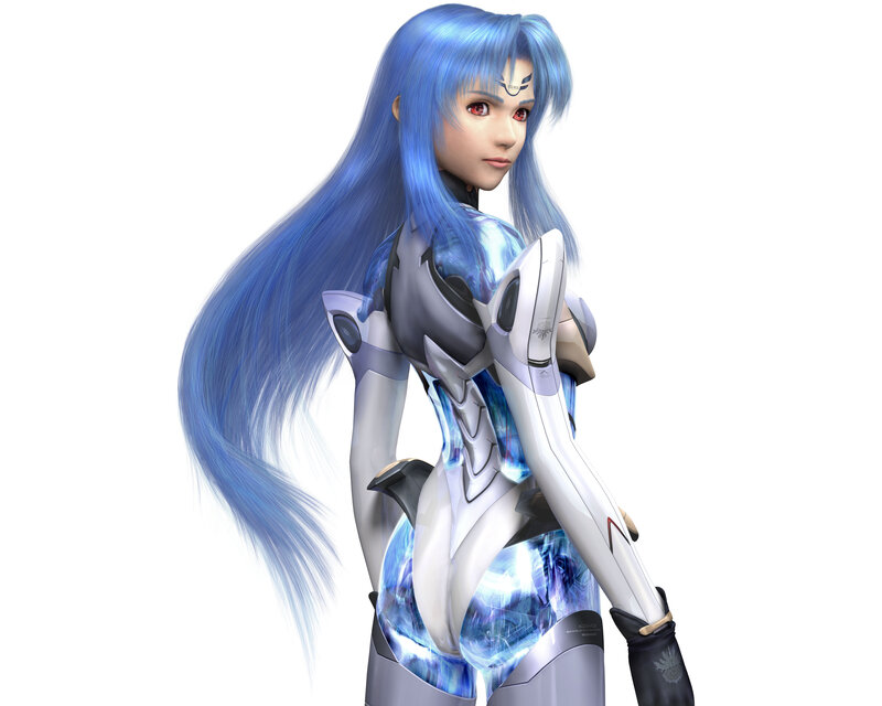 Blue-haired Female Character — Blue, Neutral