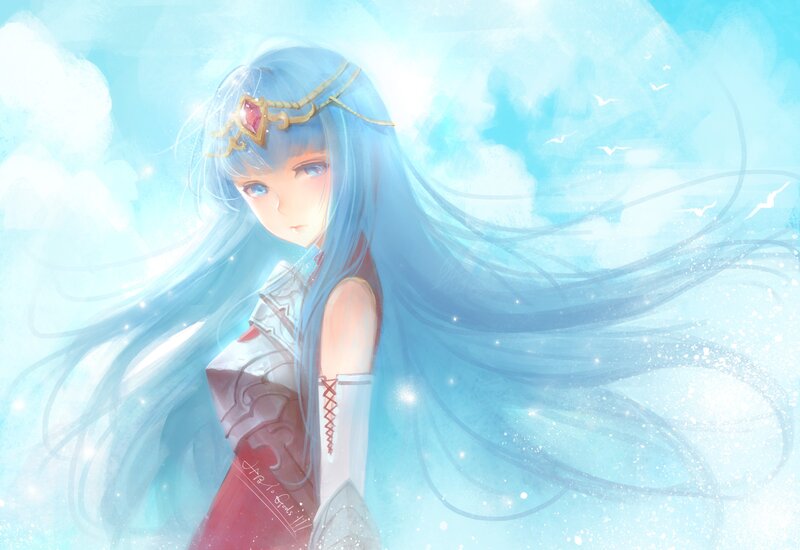 Blue-haired Female Character — Blue, Serene, Morning