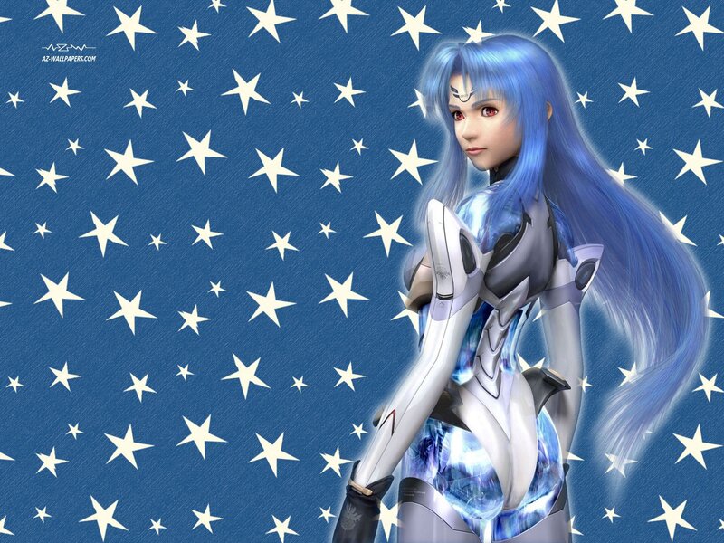 Blue-haired Female Character — Blue, Serene