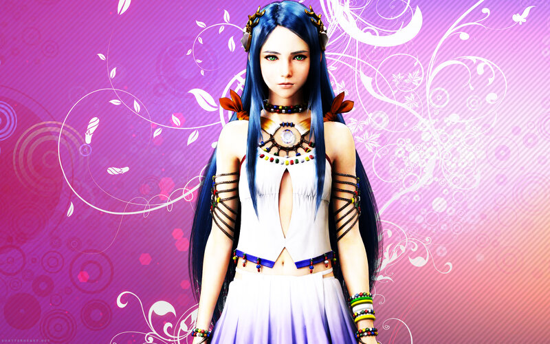 Blue-haired Female Character — Purple, Calm