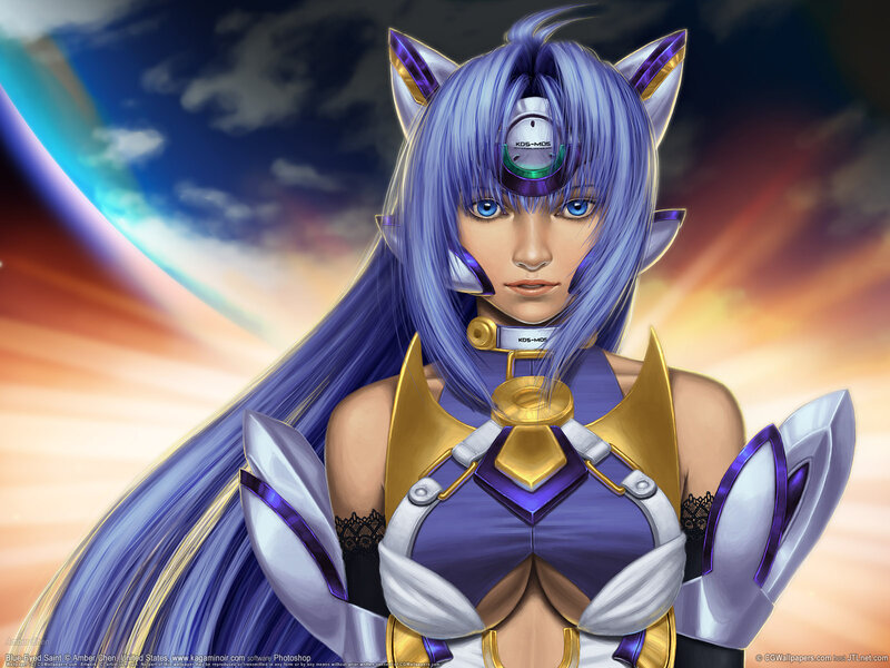 Blue-haired Female Character — Purple