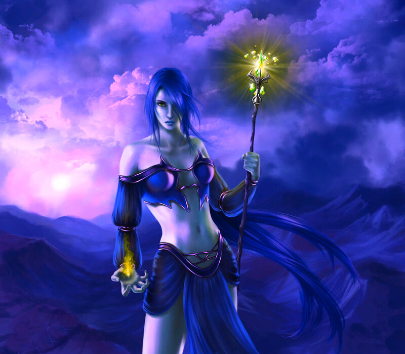 Blue-haired Female Mage
