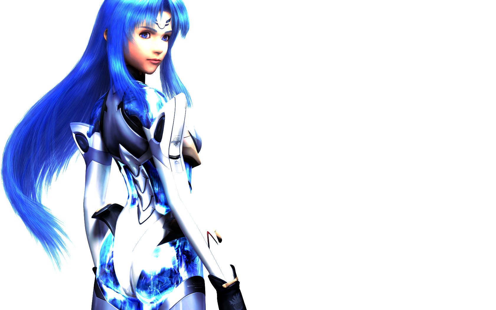 blue-haired female warrior