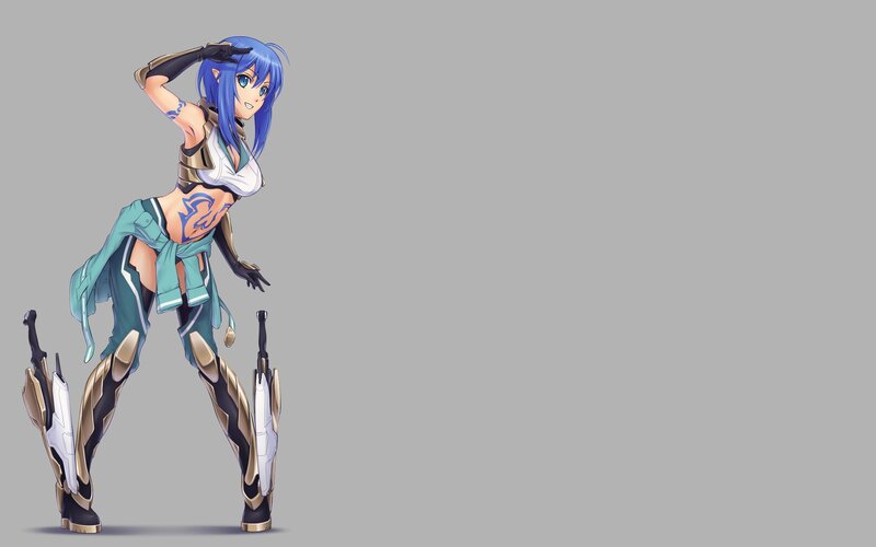 Blue-haired Female Warrior — Blue, Confident