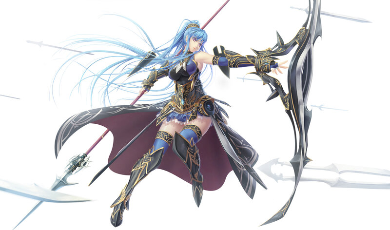 Blue-haired Female Warrior — Blue, Dramatic, Digital Art