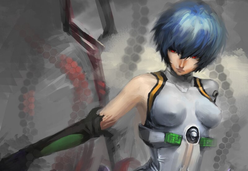 Blue-haired Female Warrior — Gray