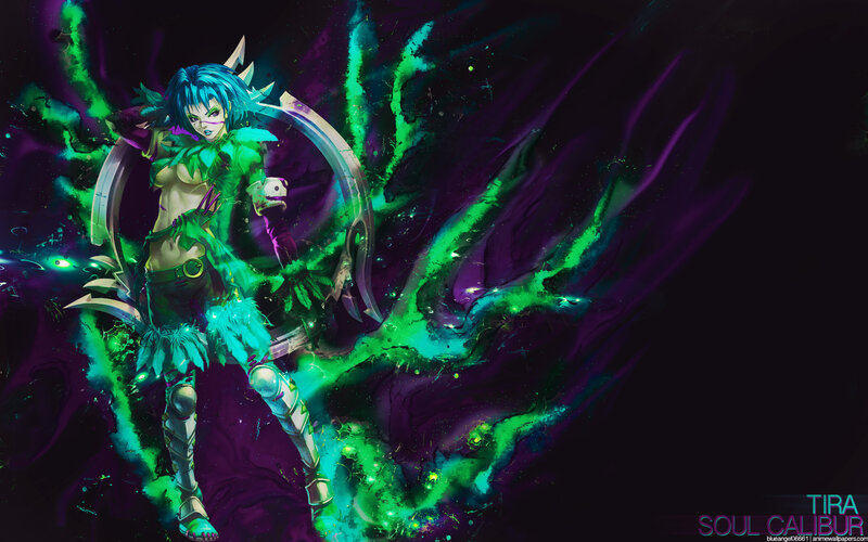 Blue-haired Female Warrior — Purple, Dramatic
