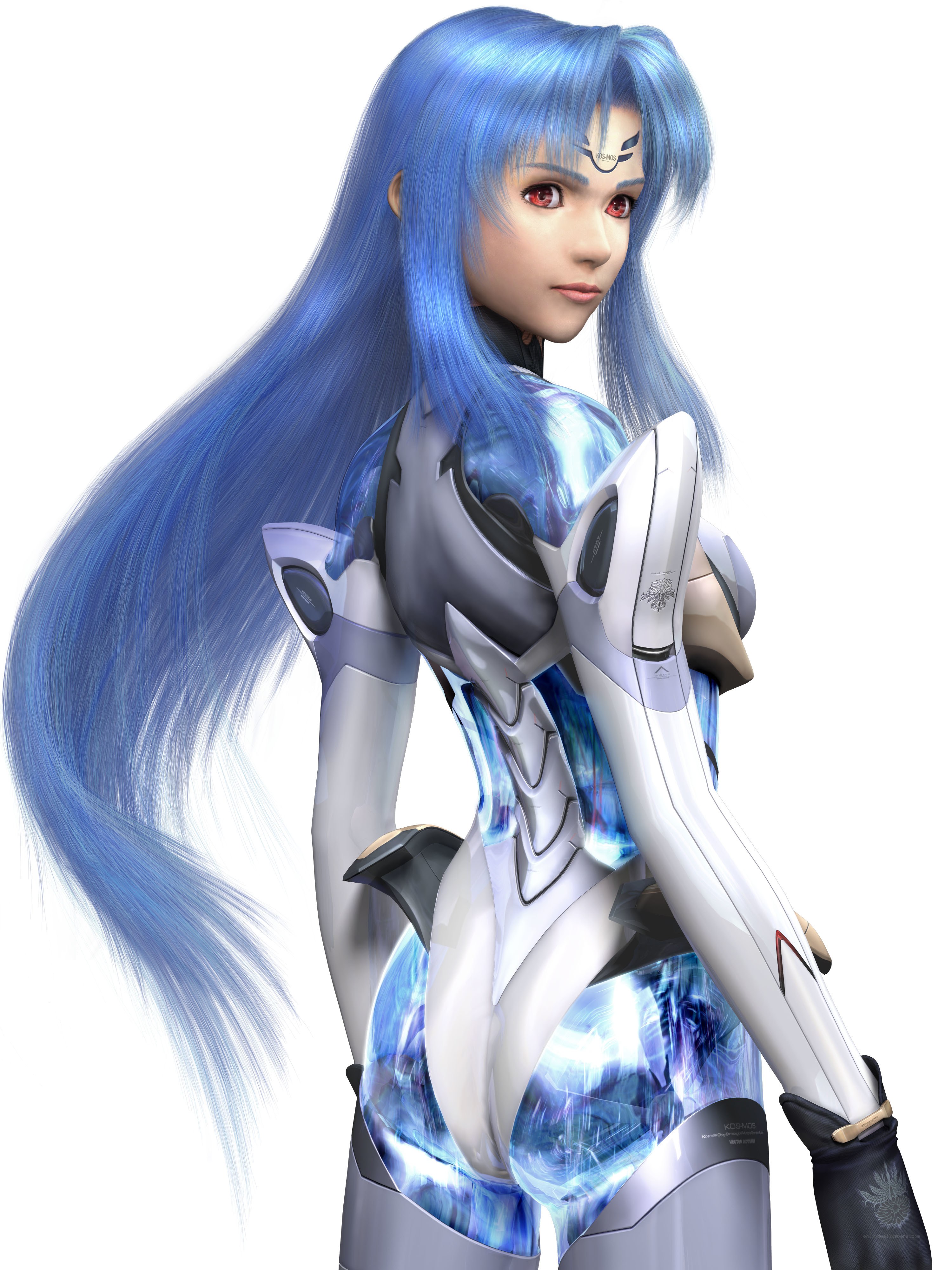 blue-haired female warrior