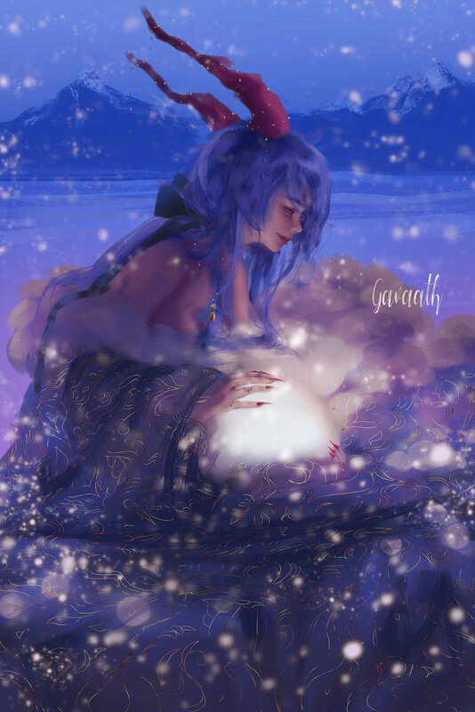 Blue-haired Figure in Snow