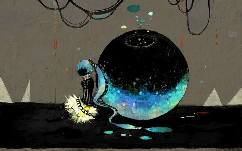 Blue-haired Figure with Orb