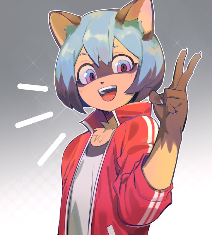 Blue-haired Fox Character