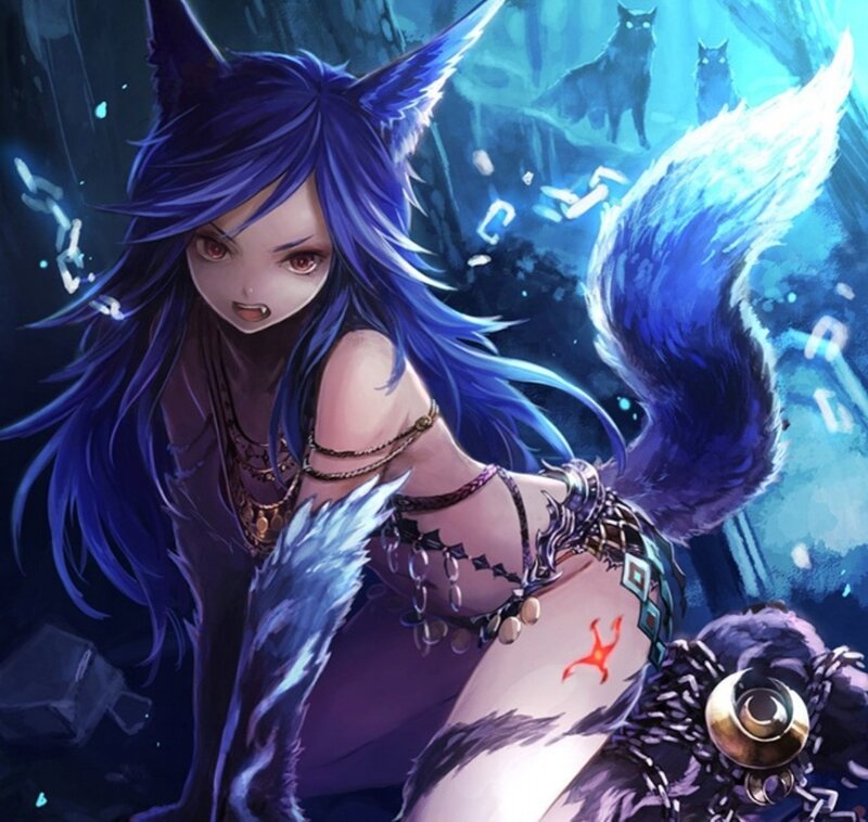 Blue-haired Fox Girl — Blue, Dramatic