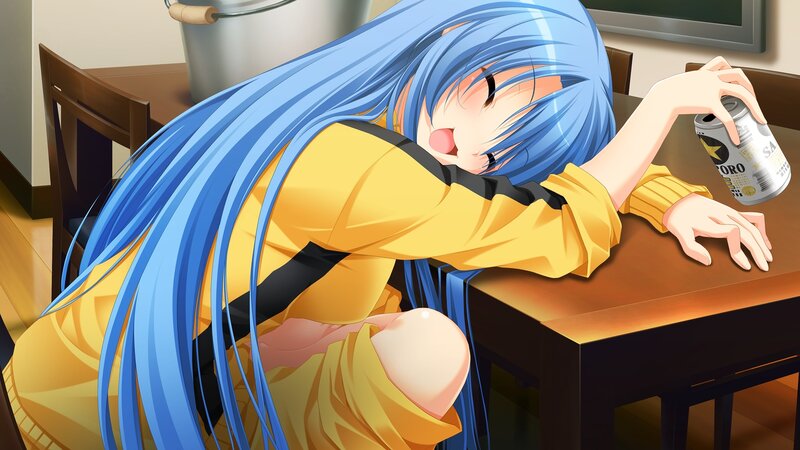 Blue-haired Girl at Table — Blue