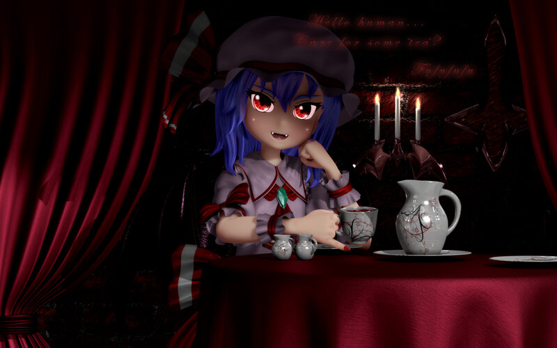 Blue-haired Girl at Table