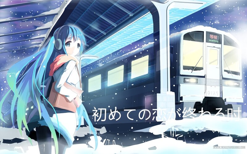 Blue-haired Girl at Train Station — Blue, Melancholic