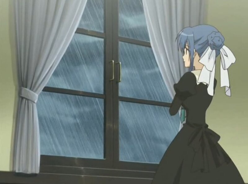 Blue-haired Girl at Window — Black