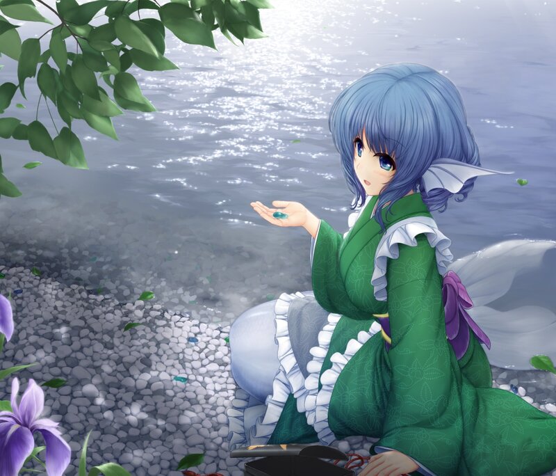 Blue-haired Girl by Water