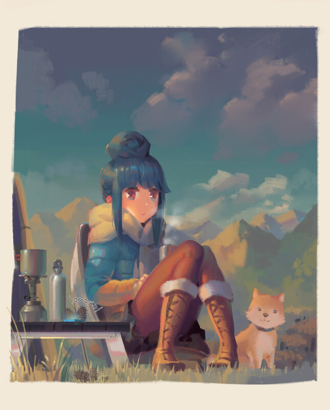 Blue-haired Girl Camping