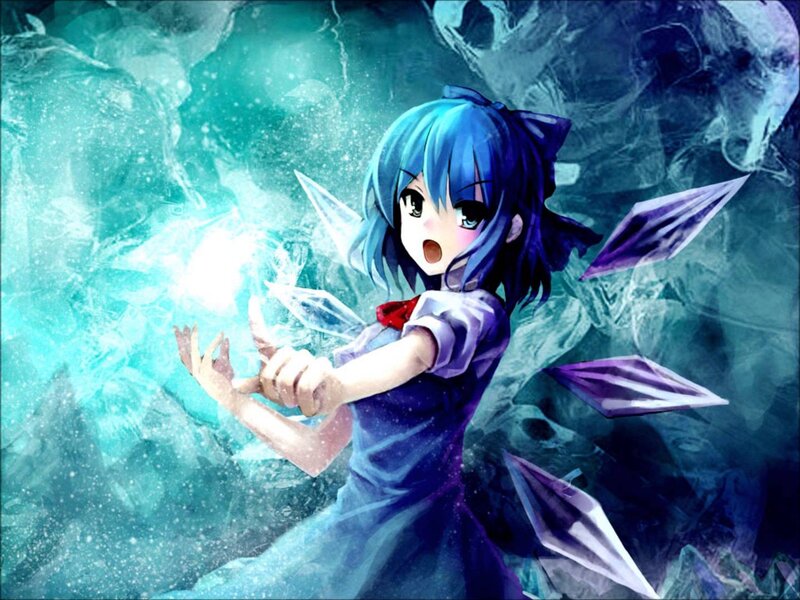 Blue-haired Girl Casting Spell — Blue, Dramatic