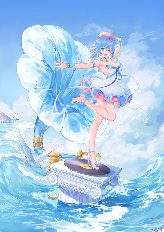 Blue-haired Girl Dancing — Blue, Playful