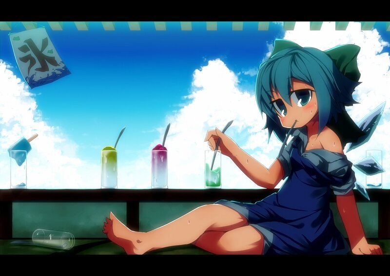 Blue-haired Girl Drinking — Blue, Calm, Afternoon
