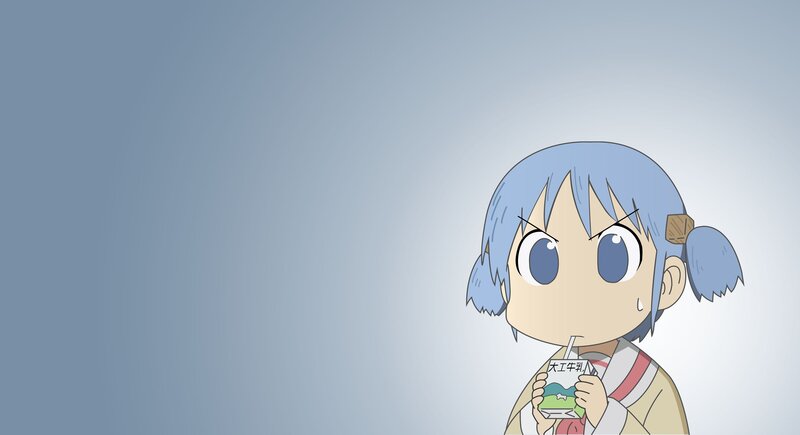 Blue-haired Girl Drinking — Blue, Calm