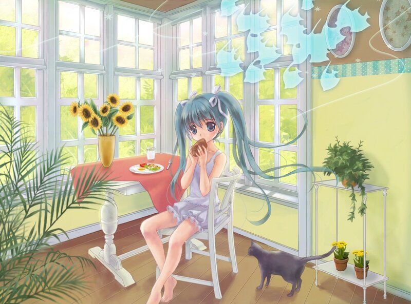 Blue-haired Girl Eating — Blue