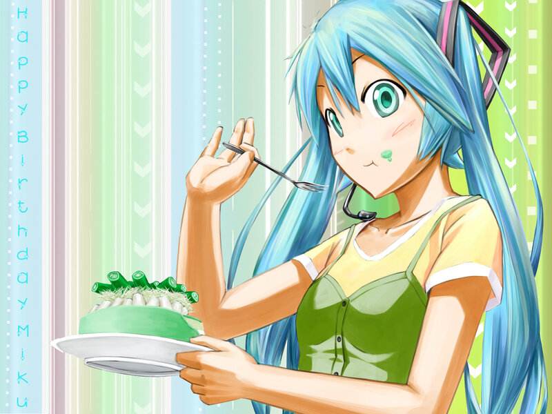 Blue-haired Girl Eating Cake — Green