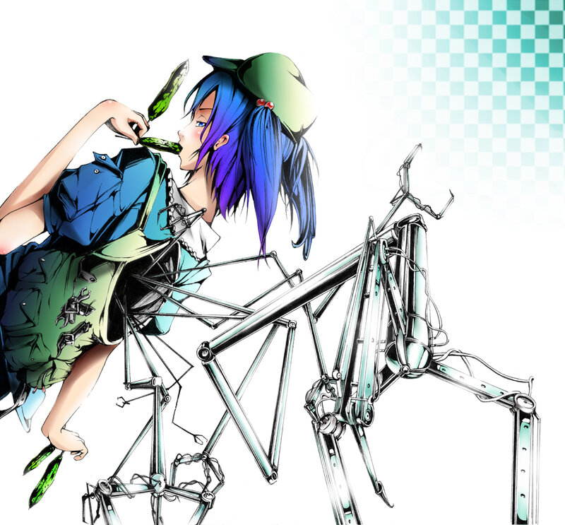 Blue-haired Girl Eating Cucumber