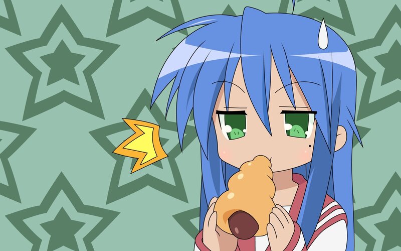 Blue-haired Girl Eating Pastry — Blue