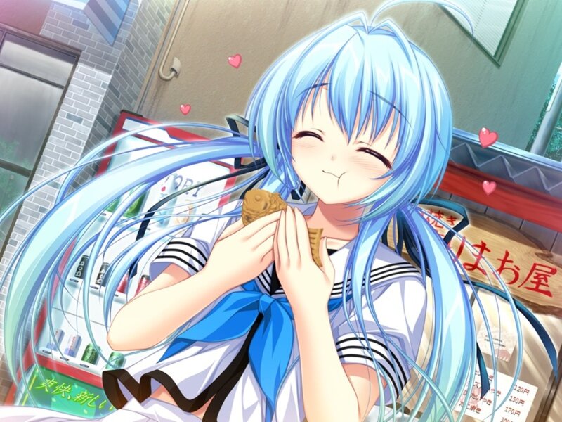 Blue-haired Girl Eating Snack — Blue