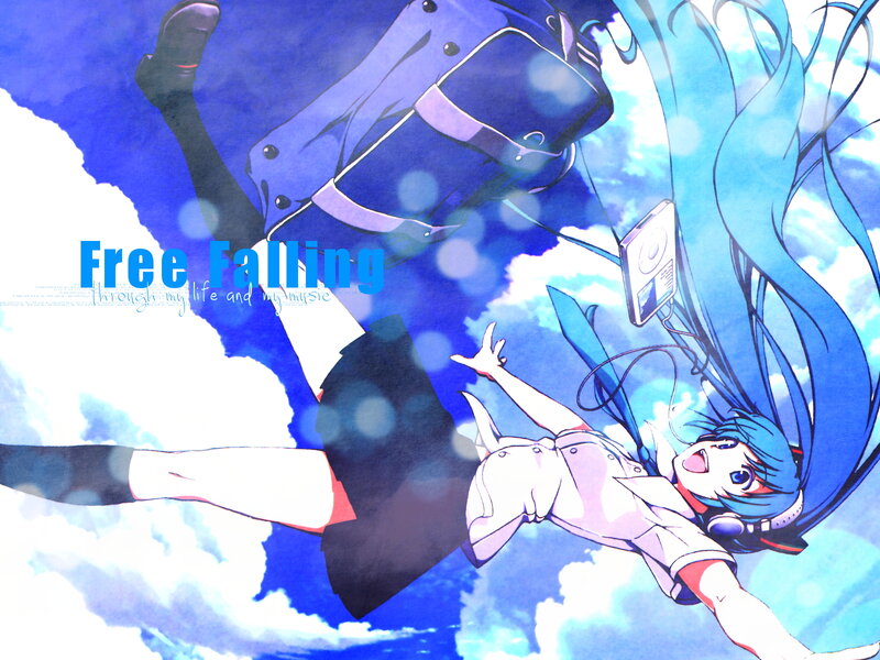 Blue-haired Girl Falling — Blue, Dreamy, Anime
