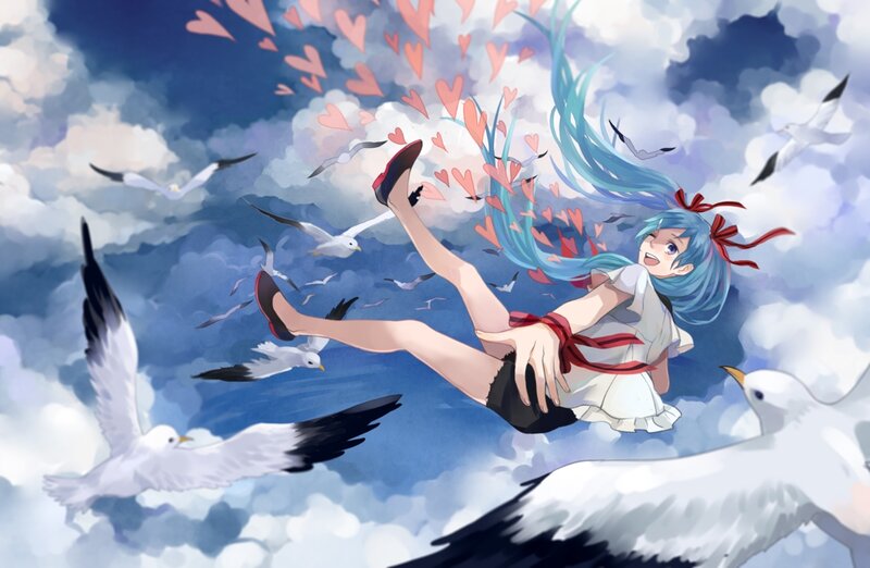Blue-haired Girl Falling — Blue, Dreamy