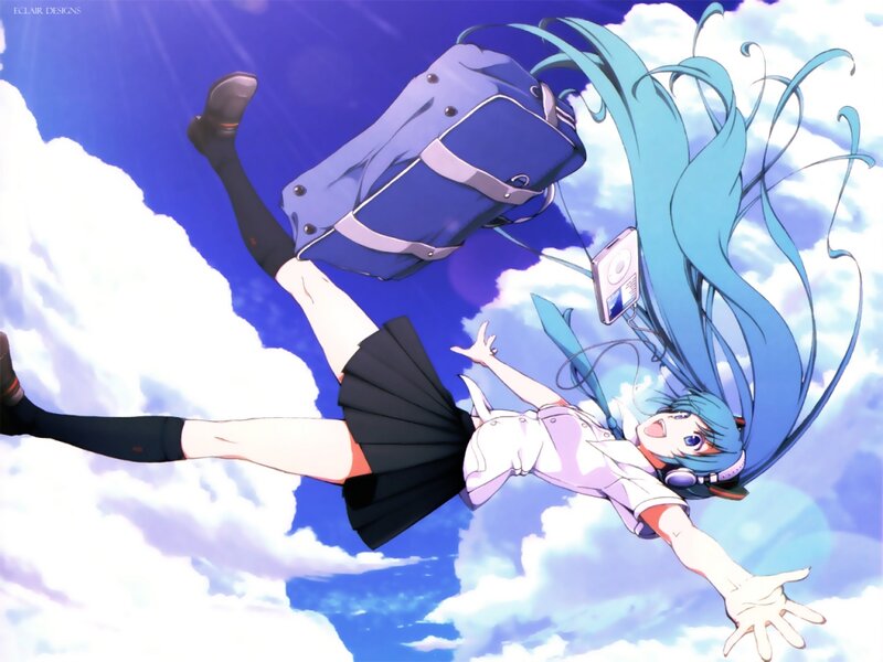 Blue-haired Girl Falling — Blue, Dynamic, Afternoon