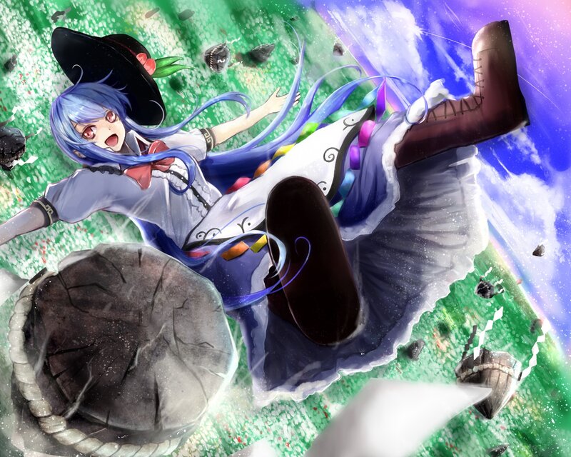 Blue-haired Girl Falling — Green