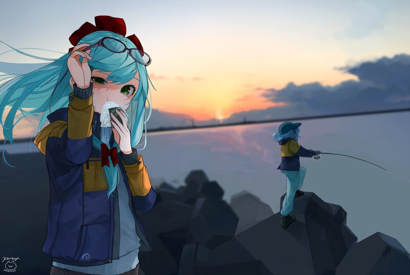 Blue-haired Girl Fishing