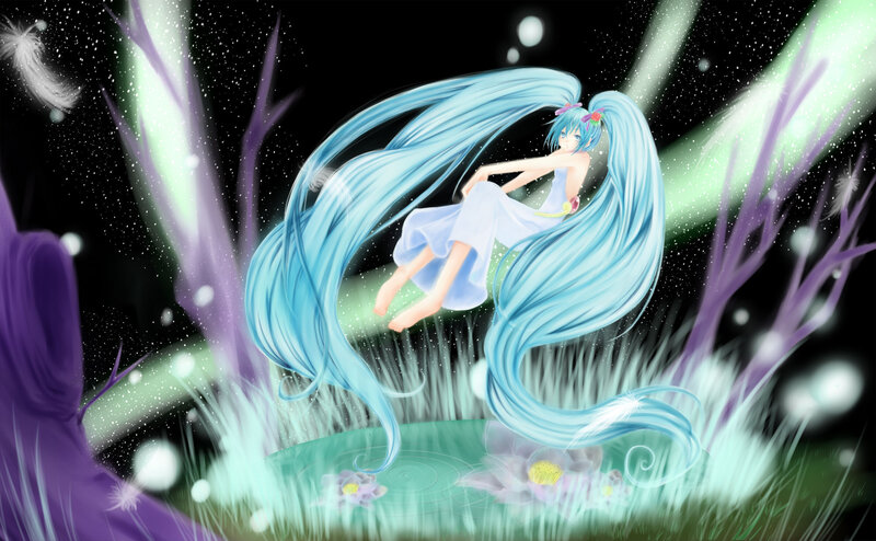 Blue-haired Girl Floating — Blue