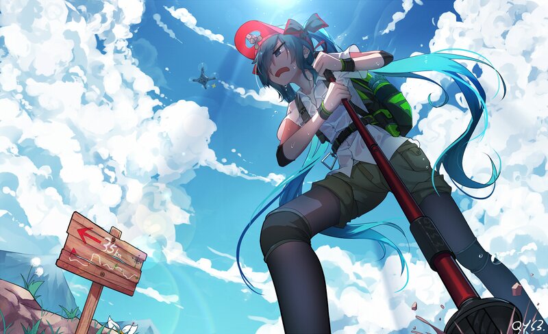 Blue-haired Girl Hiking