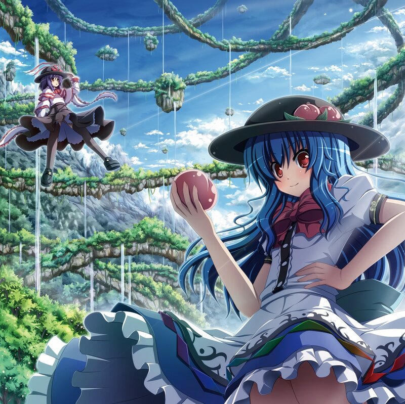 Blue-haired Girl Holding Apple