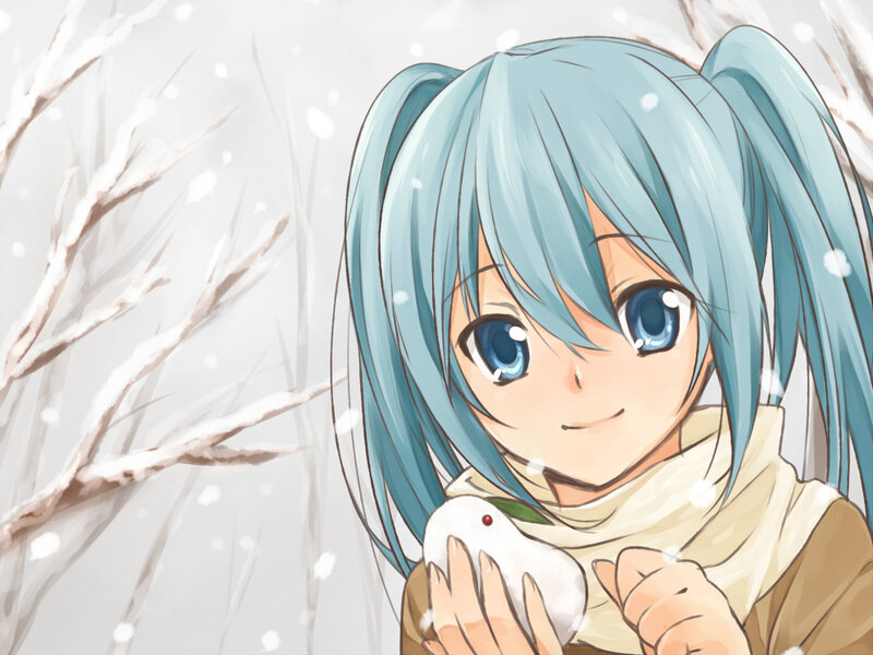 Blue-haired Girl Holding Bird