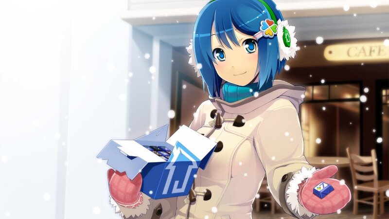 Blue-haired Girl Holding Box