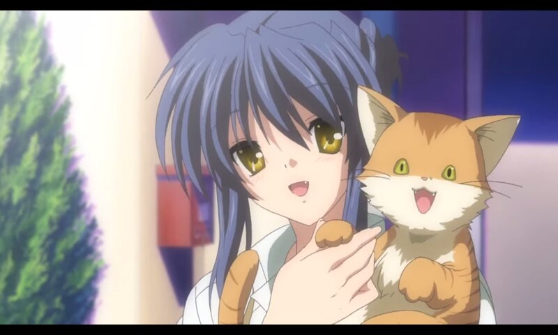 Blue-haired Girl Holding Cat — Blue, Playful