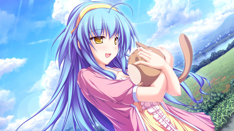 Blue-haired Girl Holding Cat — Blue