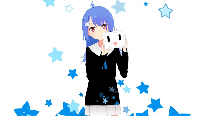 Blue-haired Girl Holding Device