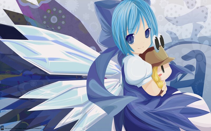 Blue-haired Girl Holding Doll — Blue