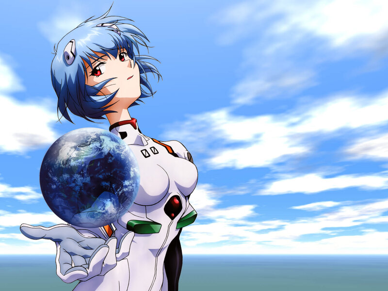 Blue-haired Girl Holding Earth — Blue