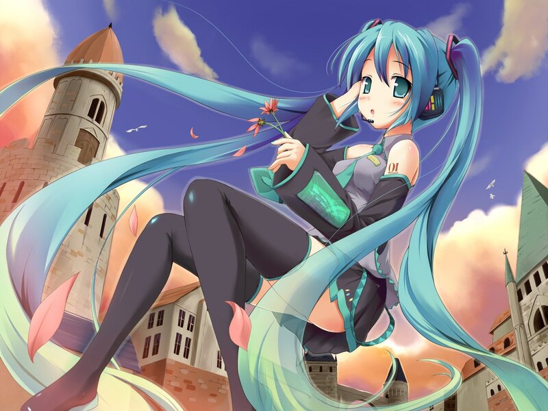 Blue-haired Girl Holding Flower — Blue