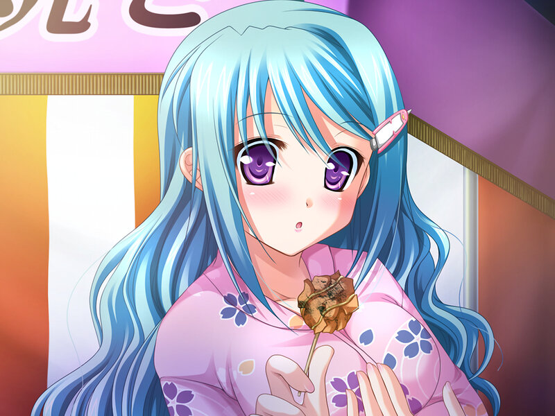 Blue-haired Girl Holding Food