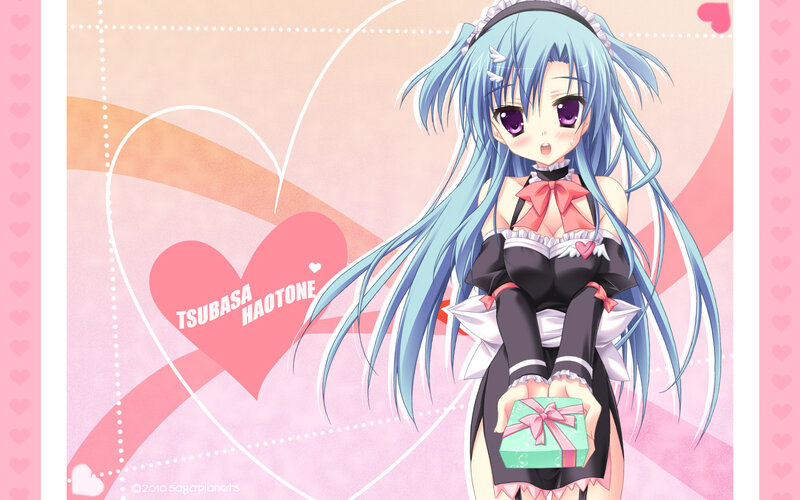 Blue-haired Girl Holding Gift