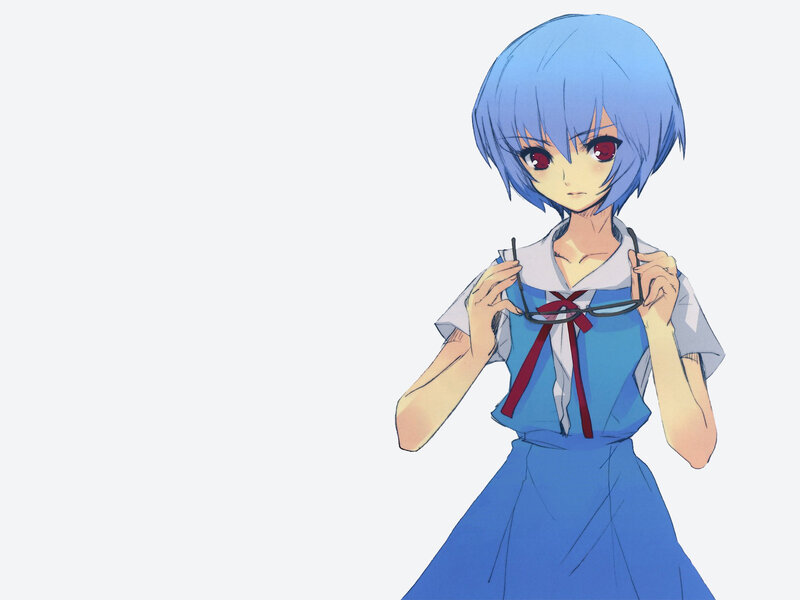 Blue-haired Girl Holding Glasses — Blue